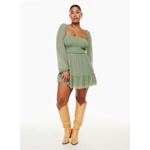 Aritzia Wilfred Tempest Smocked Chiffon Mini Dress Size XL
